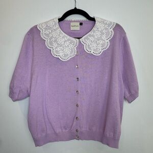 Royal Monk Purple Cardigan Lace Collar size 3 XL
